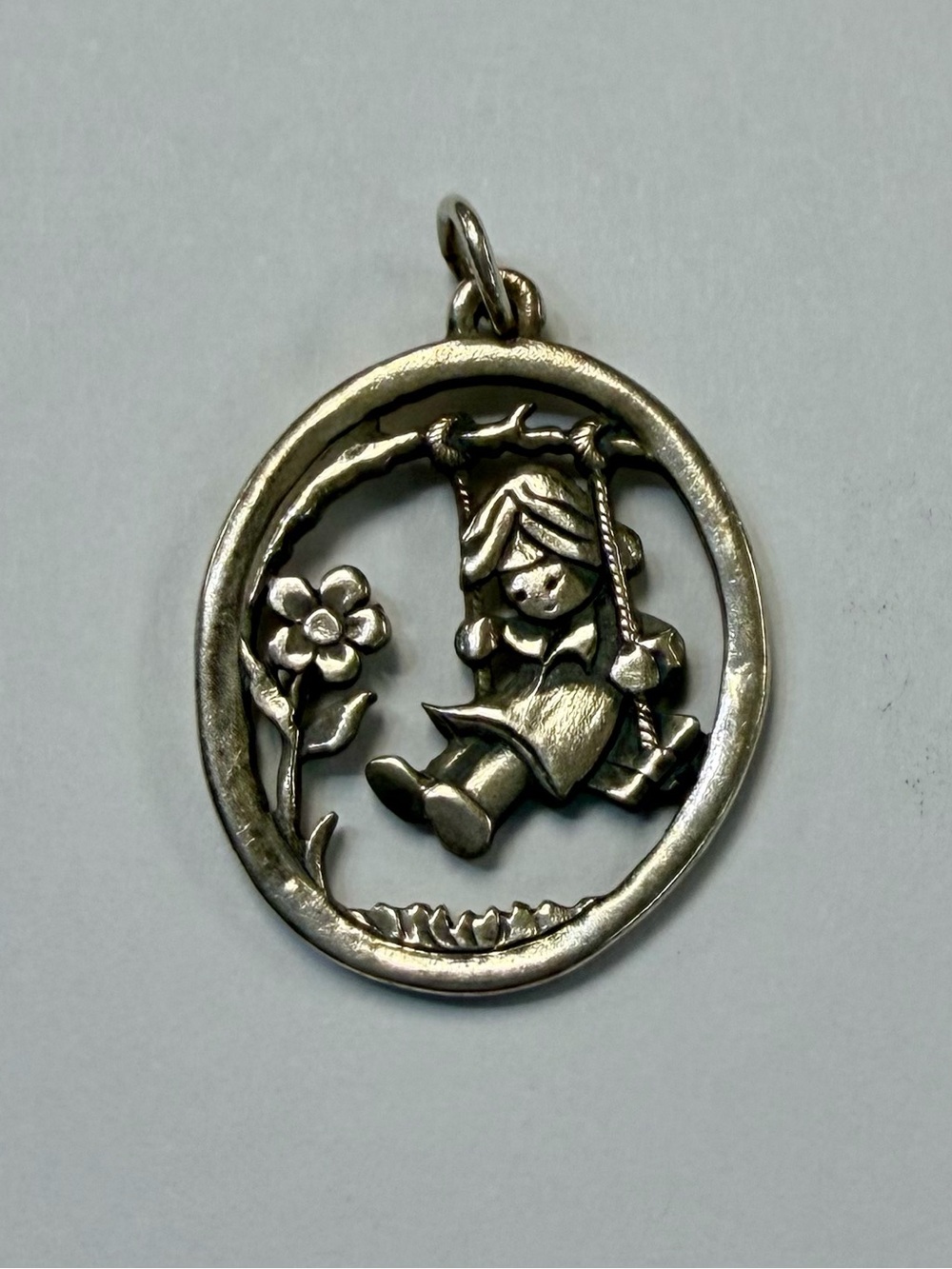 James Avery Silver Girl on Swing Pendant Necklace - Silver